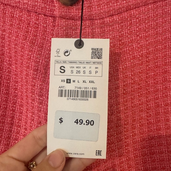 NWT Zara Pink Tweed Trousers - Picture 3 of 5